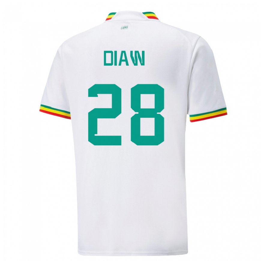 Kandiny Uomo Maglia Senegal Mory Diaw #28 Bianco Kit Gara Home 22-24 Maglietta