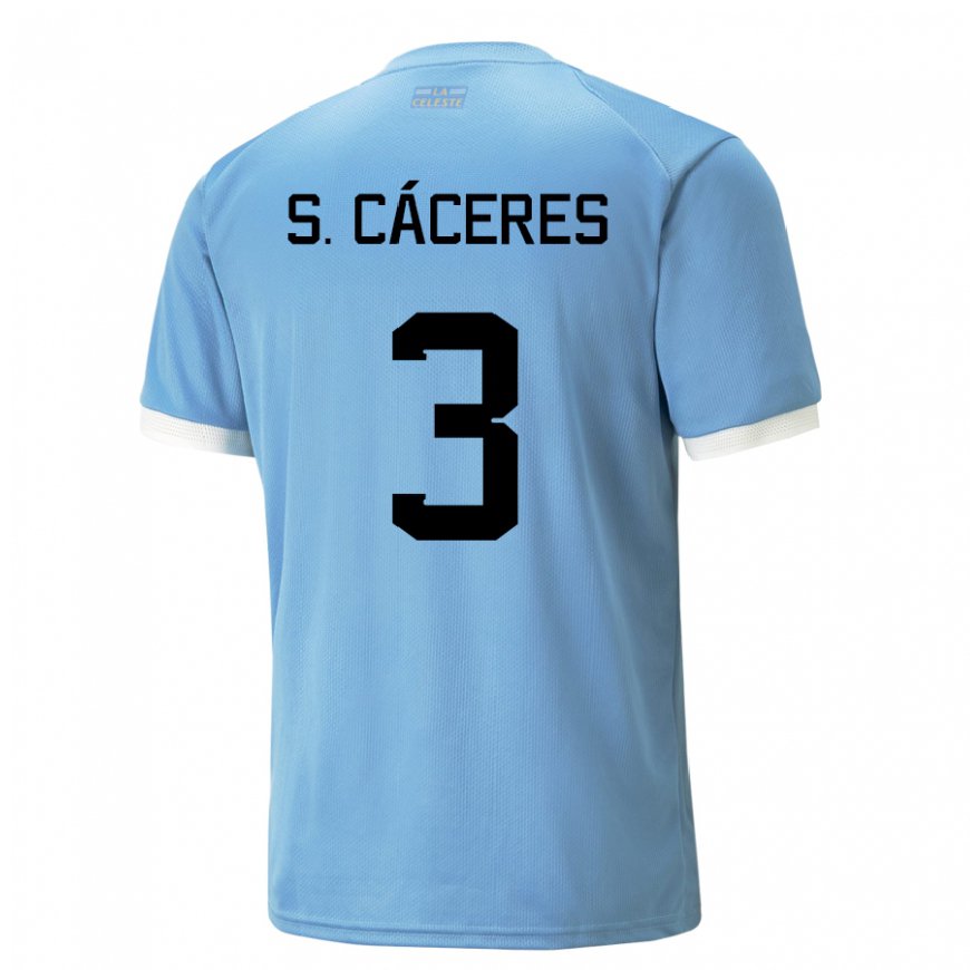 Kandiny Hombre Camiseta Uruguay Sebastian Caceres #3 Azul 1ª Equipación 22-24 La Camisa