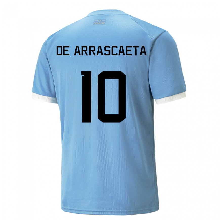 Kandiny Uomo Maglia Uruguay Giorgian De Arrascaeta #10 Blu Kit Gara Home 22-24 Maglietta