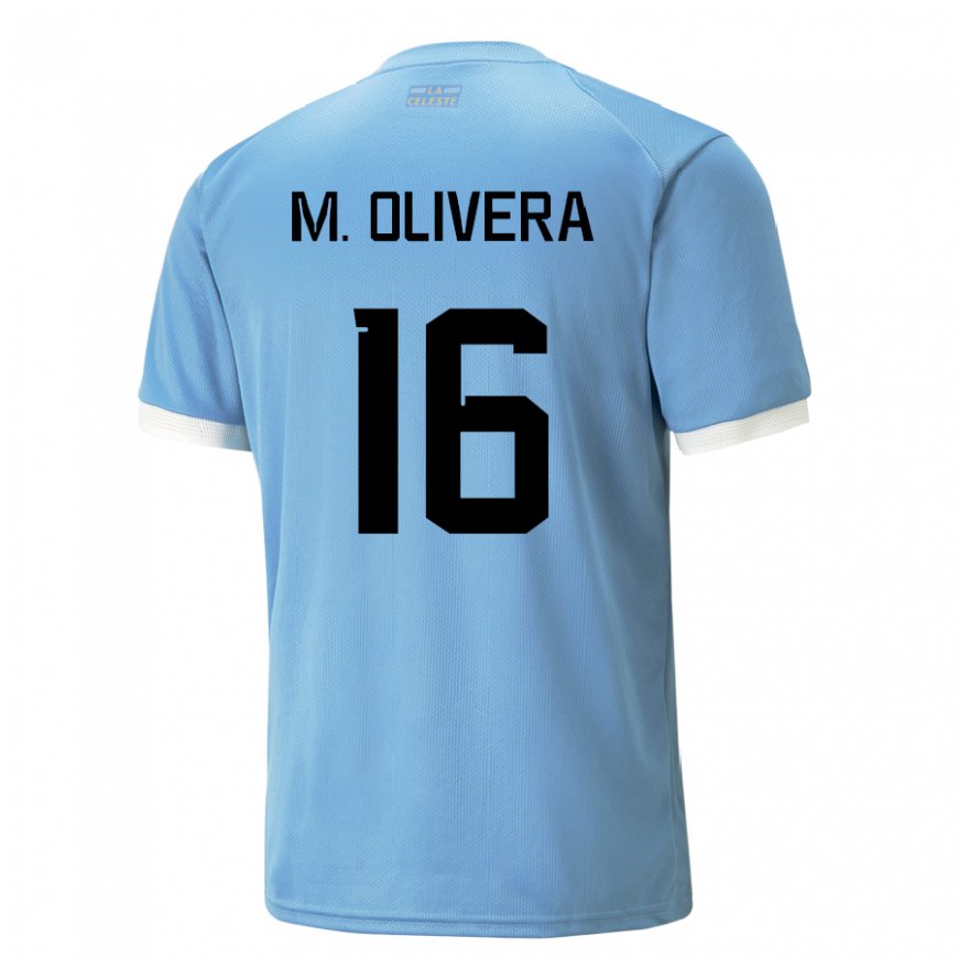 Kandiny Herren Uruguayische Mathias Olivera #16 Blau Heimtrikot Trikot 22-24 T-shirt Österreich