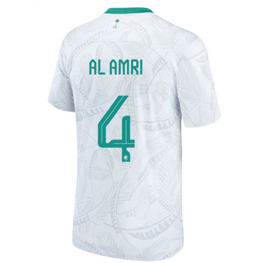 Kandiny Hombre Camiseta Arabia Saudita Abdulelah Al Amri #4 Blanco 1ª Equipación 22-24 La Camisa