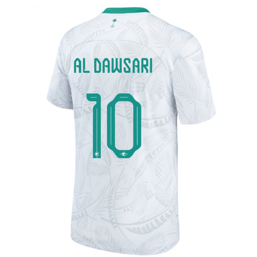 Kandiny Hombre Camiseta Arabia Saudita Salem Al Dawsari #10 Blanco 1ª Equipación 22-24 La Camisa