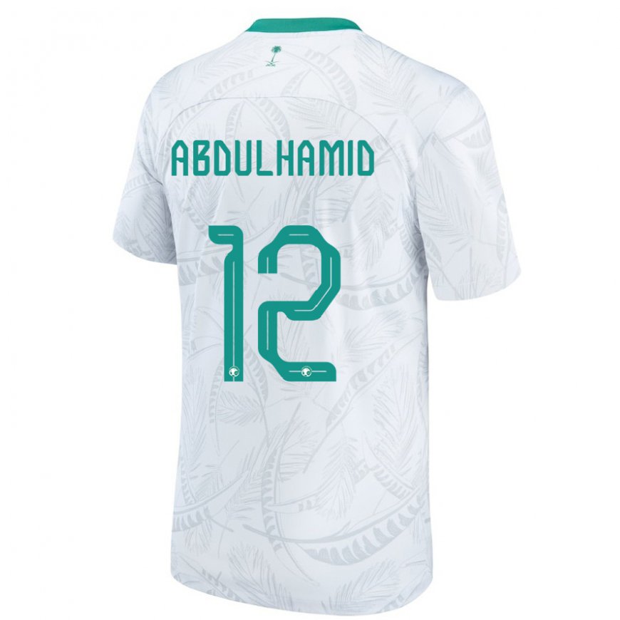 Kandiny Heren Saoedi-arabisch Saud Abdulhamid #12 Wit Thuisshirt Thuistenue 22-24 T-shirt België