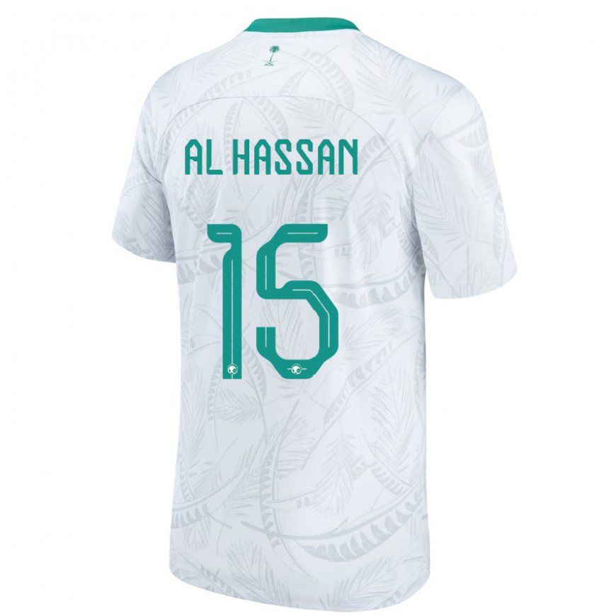 Kandiny Hombre Camiseta Arabia Saudita Ali Al Hassan #15 Blanco 1ª Equipación 22-24 La Camisa