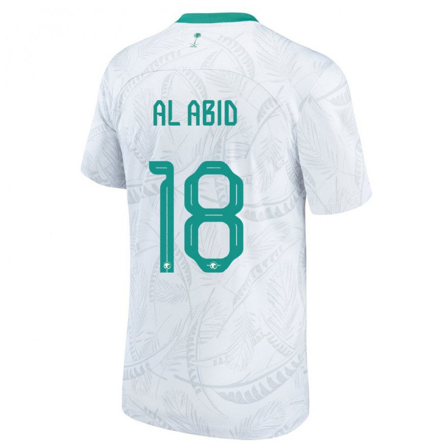 Kandiny Uomo Maglia Arabia Saudita Nawaf Al Abid #18 Bianco Kit Gara Home 22-24 Maglietta