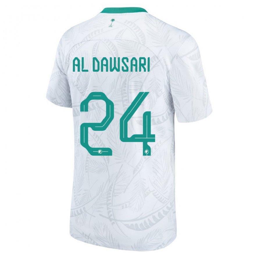 Kandiny Hombre Camiseta Arabia Saudita Nasser Al Dawsari #24 Blanco 1ª Equipación 22-24 La Camisa