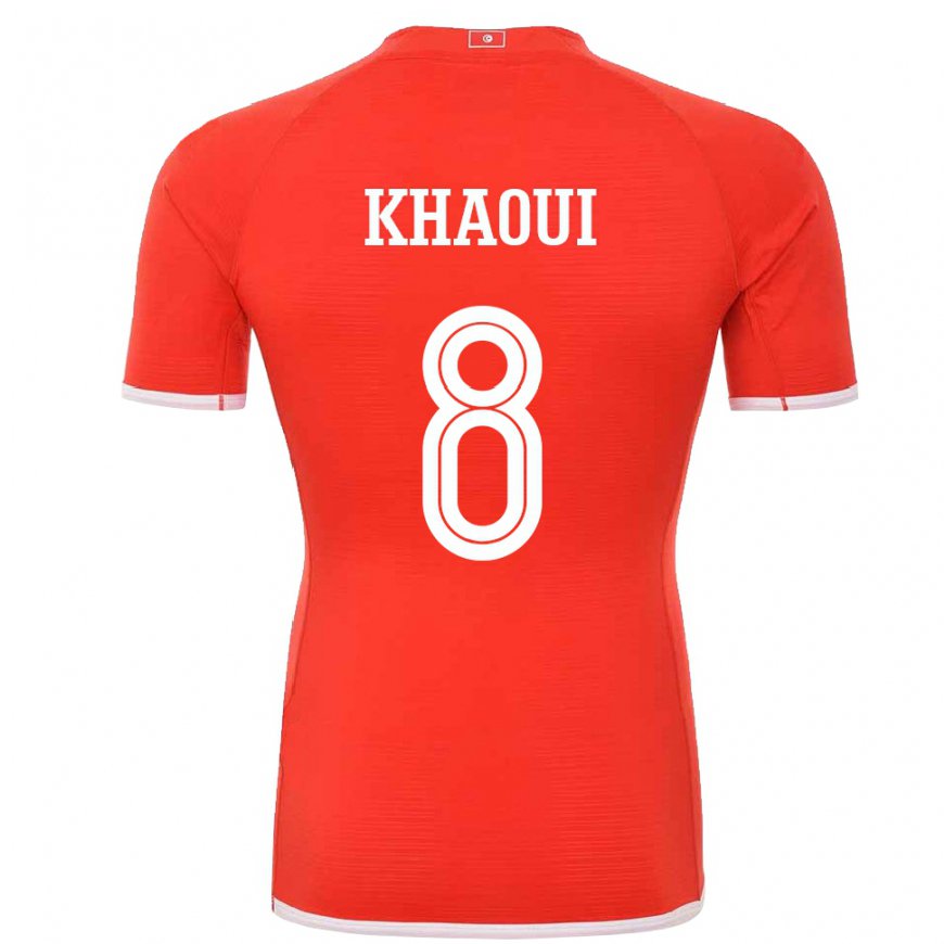 Kandiny Uomo Maglia Tunisia Saif Eddine Khaoui #8 Rosso Kit Gara Home 22-24 Maglietta