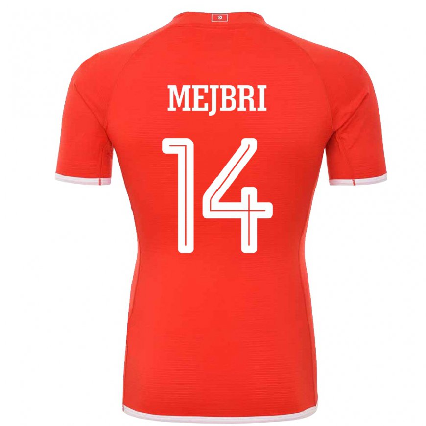 Kandiny Hombre Camiseta Túnez Hannibal Mejbri #14 Rojo 1ª Equipación 22-24 La Camisa México