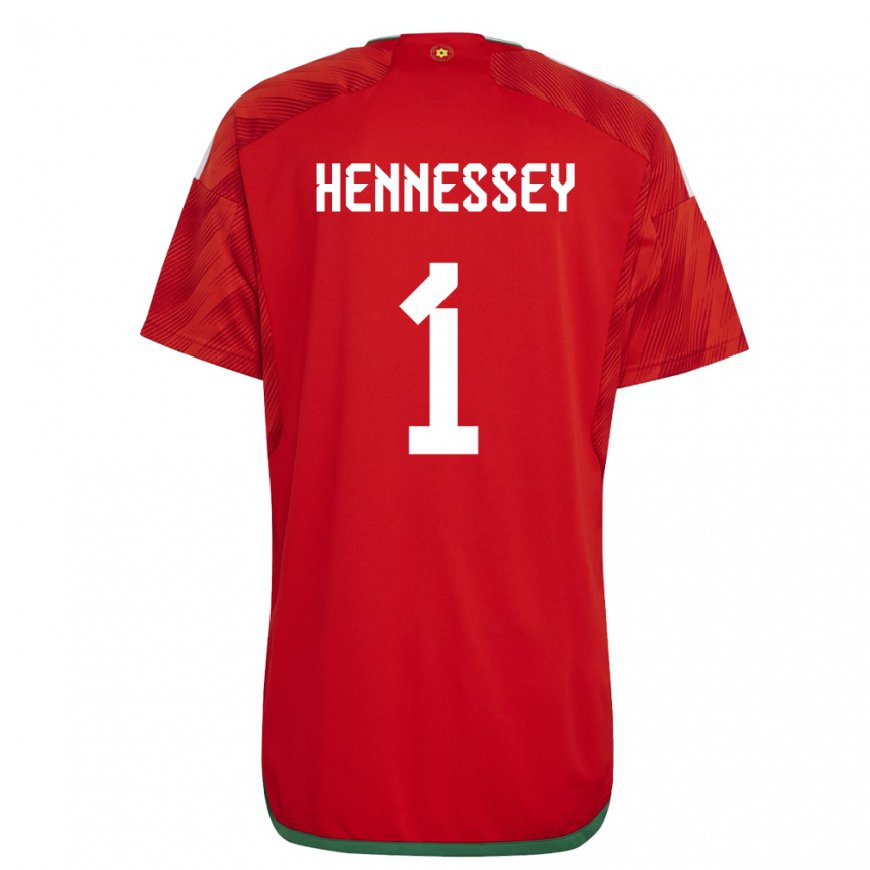 Kandiny Herren Walisische Wayne Hennessey #1 Rot Heimtrikot Trikot 22-24 T-shirt Österreich