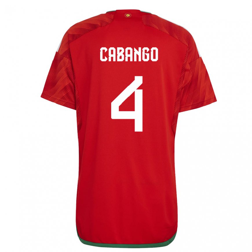 Kandiny Uomo Maglia Galles Ben Cabango #4 Rosso Kit Gara Home 22-24 Maglietta