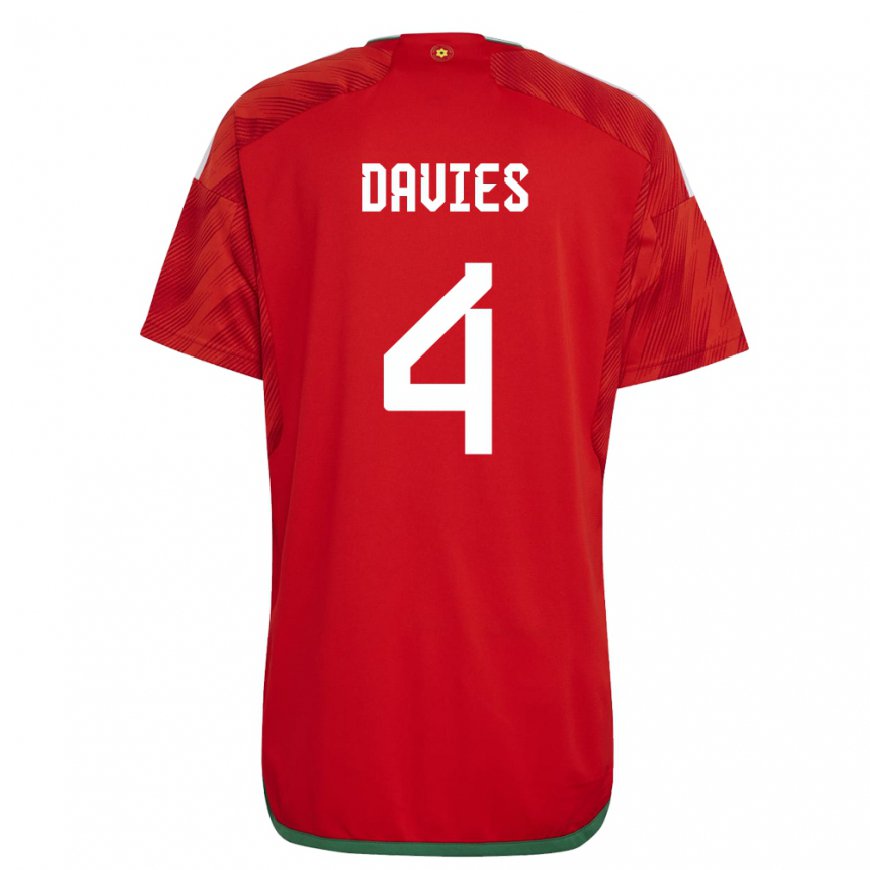 Kandiny Heren Welsh Ben Davies #4 Rood Thuisshirt Thuistenue 22-24 T-shirt