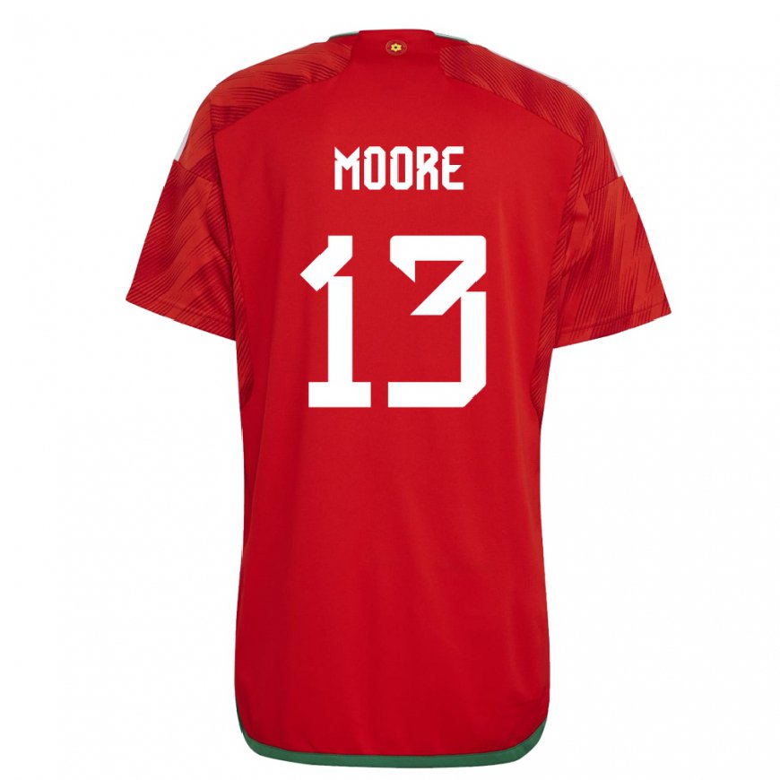 Kandiny Herren Walisische Kieffer Moore #13 Rot Heimtrikot Trikot 22-24 T-shirt Österreich