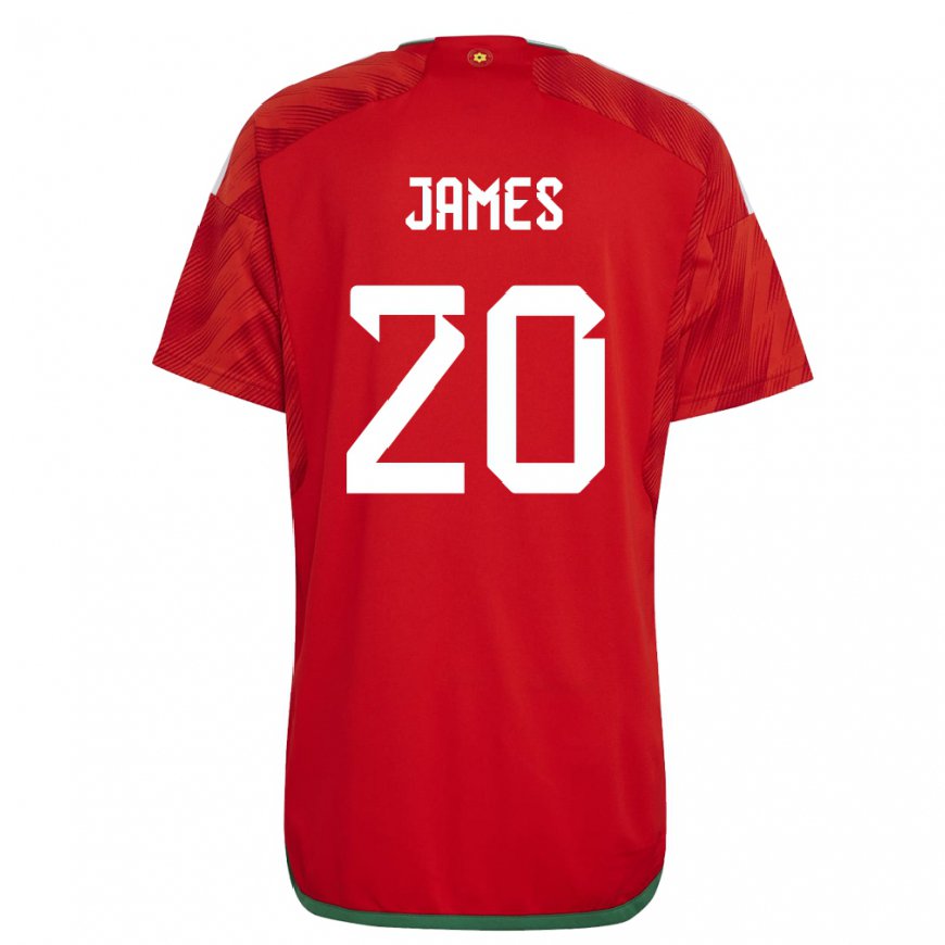 Kandiny Heren Welsh Daniel James #20 Rood Thuisshirt Thuistenue 22-24 T-shirt