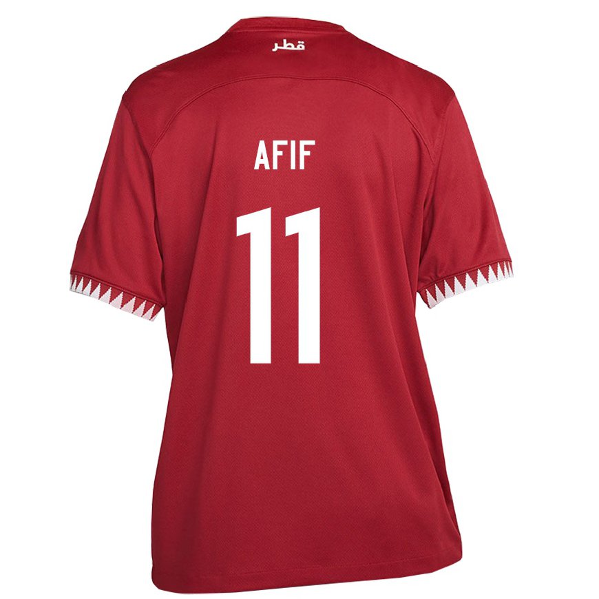 Kandiny Heren Qatarees Akram Afif #11 Kastanjebruin Thuisshirt Thuistenue 22-24 T-shirt België