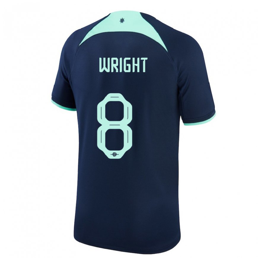 Kandiny Uomo Maglia Australia Bailey Wright #8 Blu Scuro Kit Gara Away 22-24 Maglietta