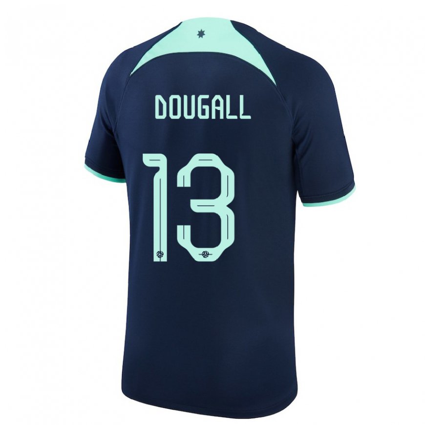 Kandiny Hombre Camiseta Australia Kenny Dougall #13 Azul Oscuro 2ª Equipación 22-24 La Camisa