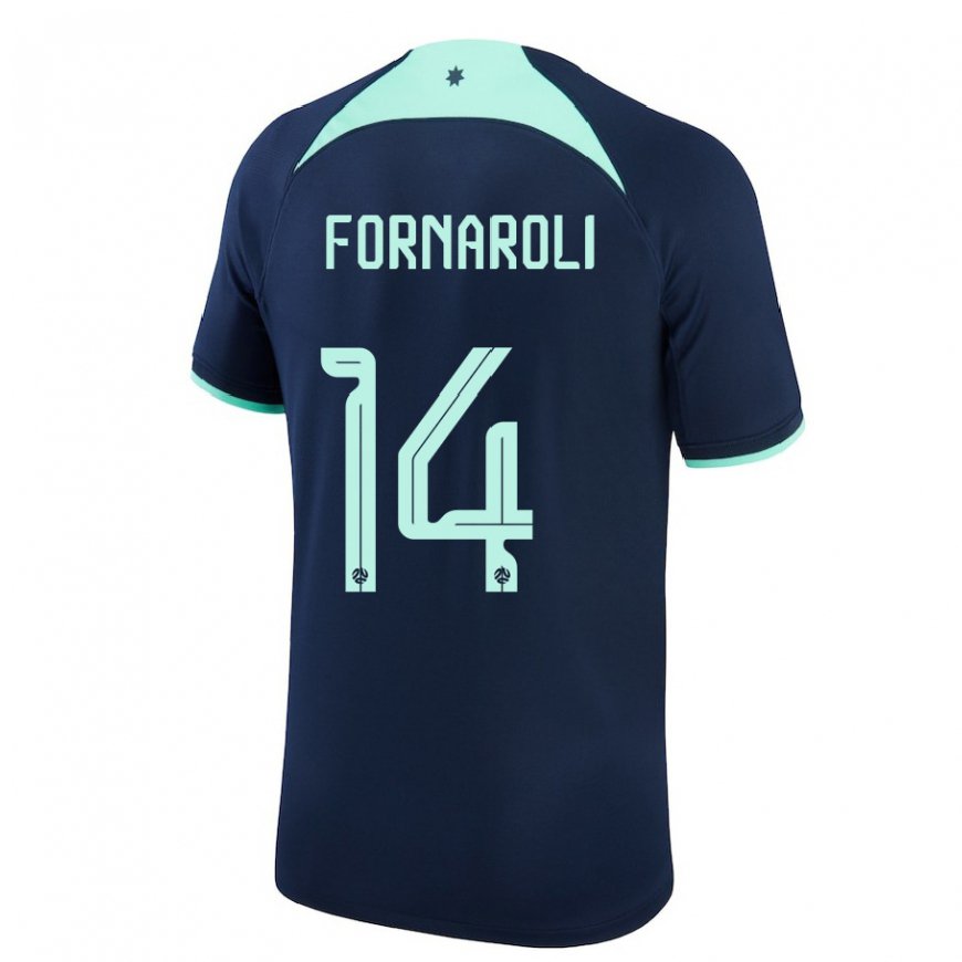 Kandiny Hombre Camiseta Australia Bruno Fornaroli #14 Azul Oscuro 2ª Equipación 22-24 La Camisa