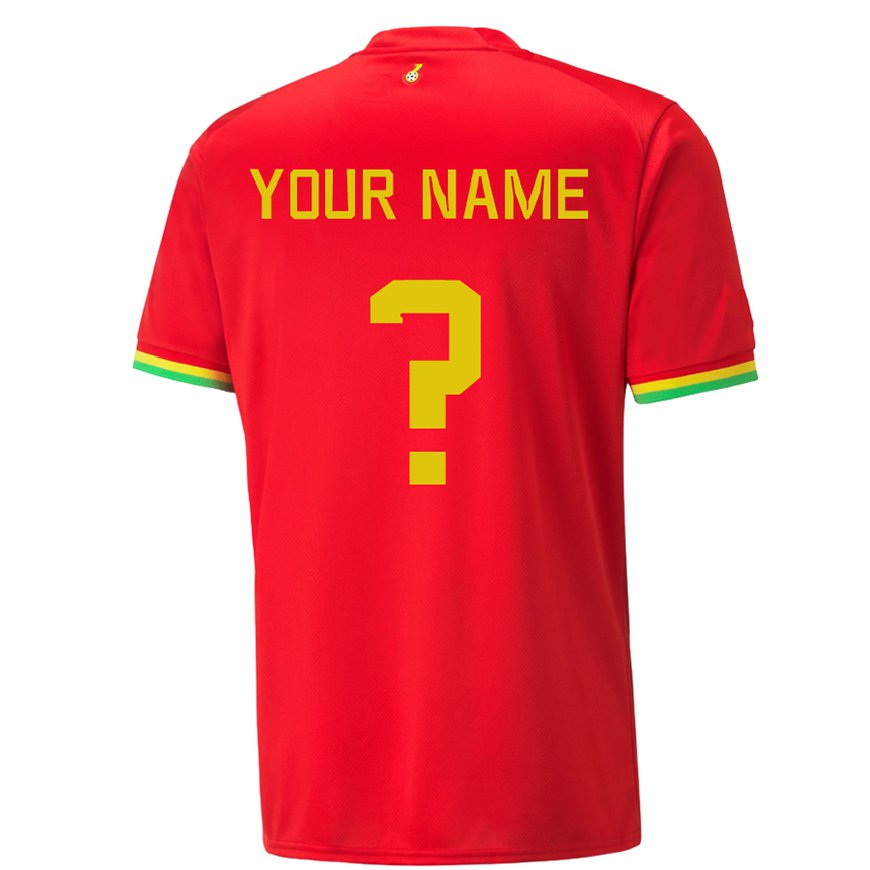 Kandiny Uomo Maglia Ghana Il Tuo Nome #0 Rosso Kit Gara Away 22-24 Maglietta