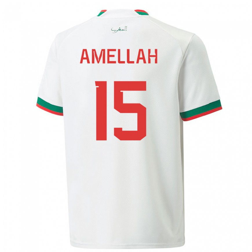 Kandiny Uomo Maglia Marocco Selim Amellah #15 Bianco Kit Gara Away 22-24 Maglietta