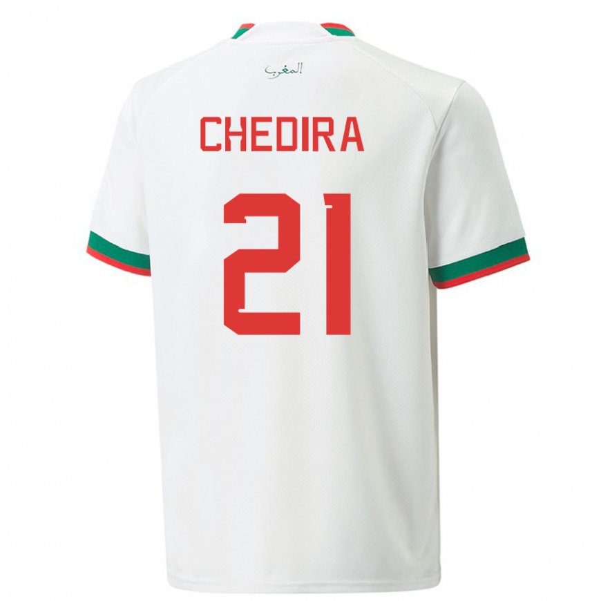 Kandiny Uomo Maglia Marocco Walid Chedira #21 Bianco Kit Gara Away 22-24 Maglietta