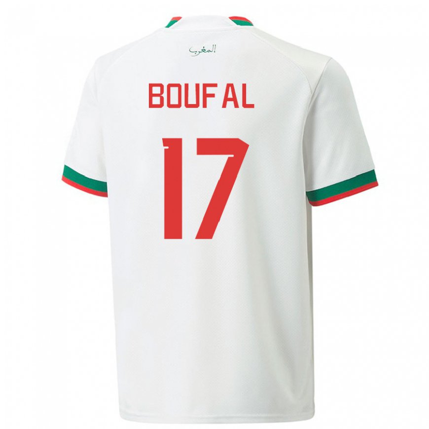 Kandiny Uomo Maglia Marocco Sofiane Boufal #17 Bianco Kit Gara Away 22-24 Maglietta