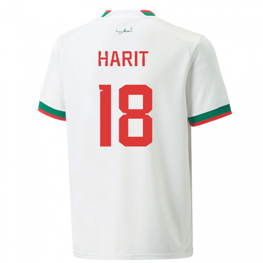 Kandiny Hombre Camiseta Marruecos Amine Harit #18 Blanco 2ª Equipación 22-24 La Camisa