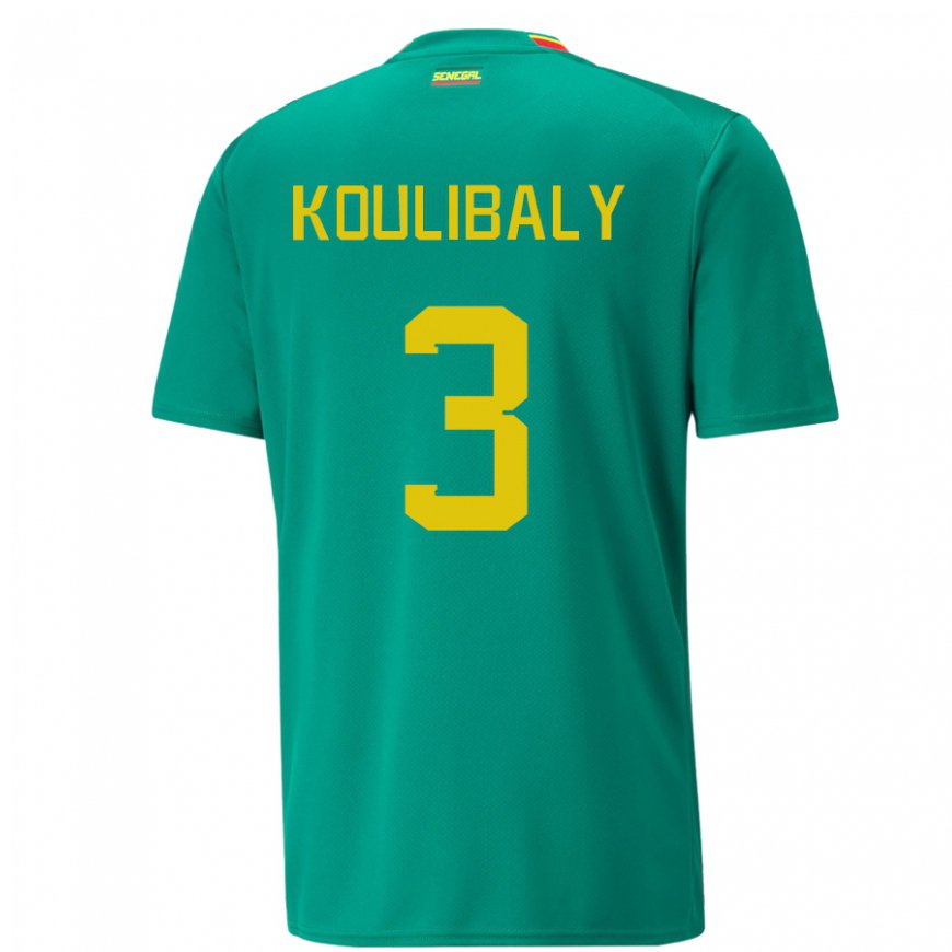 Kandiny Heren Senegalees Kalidou Koulibaly #3 Groente Uitshirt Uittenue 22-24 T-shirt België