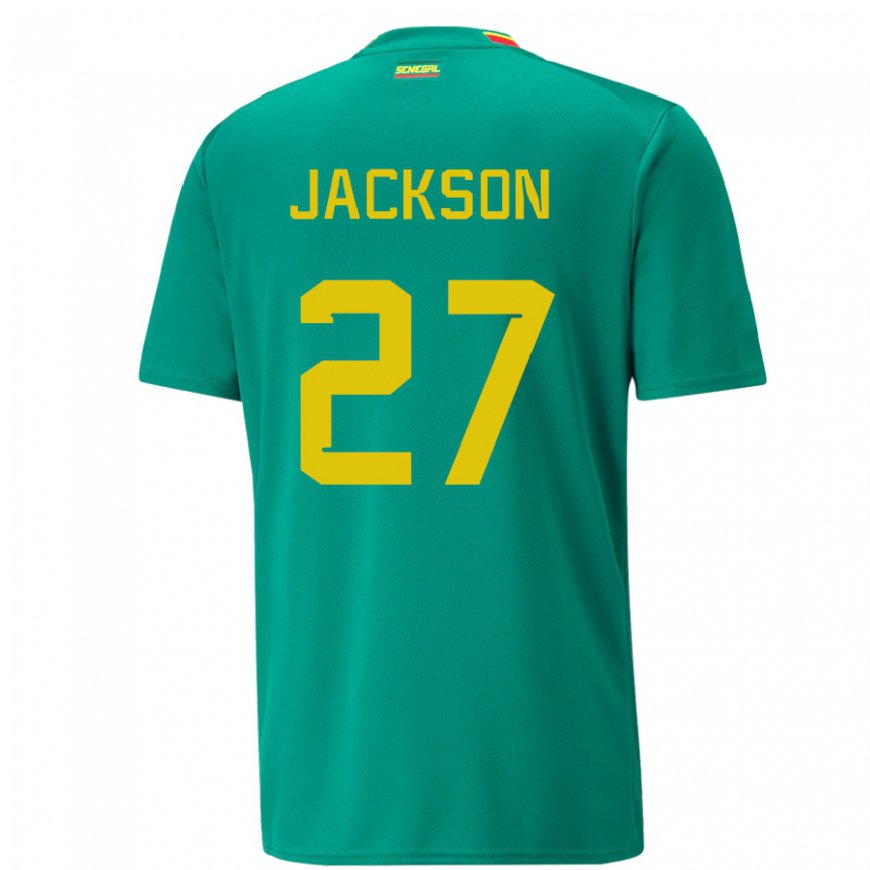 Kandiny Uomo Maglia Senegal Nicolas Jackson #27 Verde Kit Gara Away 22-24 Maglietta