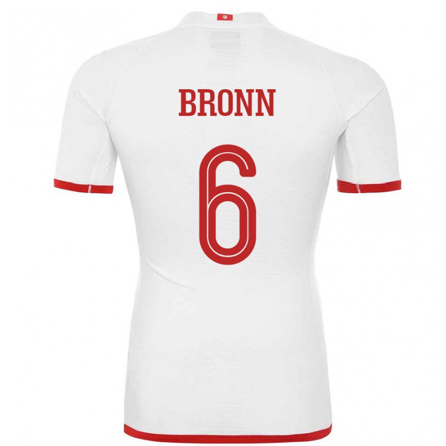 Kandiny Hombre Camiseta Túnez Dylan Bronn #6 Blanco 2ª Equipación 22-24 La Camisa