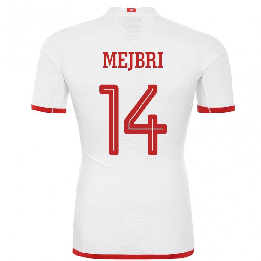 Kandiny Uomo Maglia Tunisia Hannibal Mejbri #14 Bianco Kit Gara Away 22-24 Maglietta