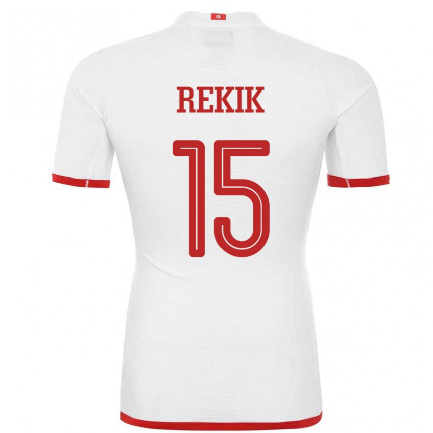 Kandiny Uomo Maglia Tunisia Omar Rekik #15 Bianco Kit Gara Away 22-24 Maglietta