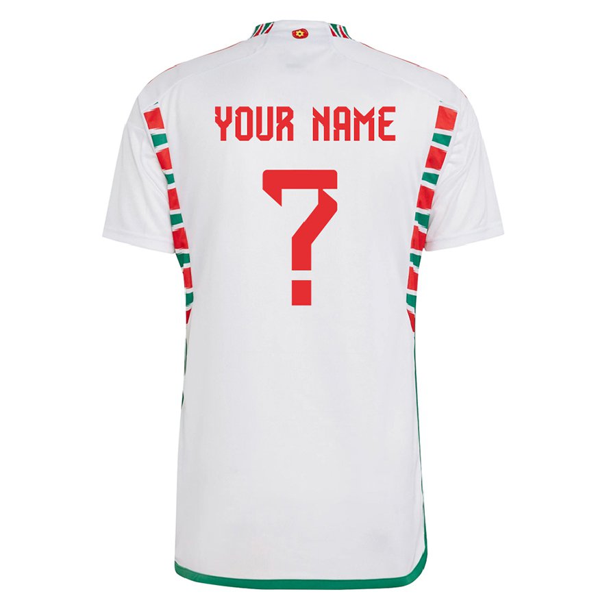 Kandiny Uomo Maglia Galles Il Tuo Nome #0 Bianco Kit Gara Away 22-24 Maglietta