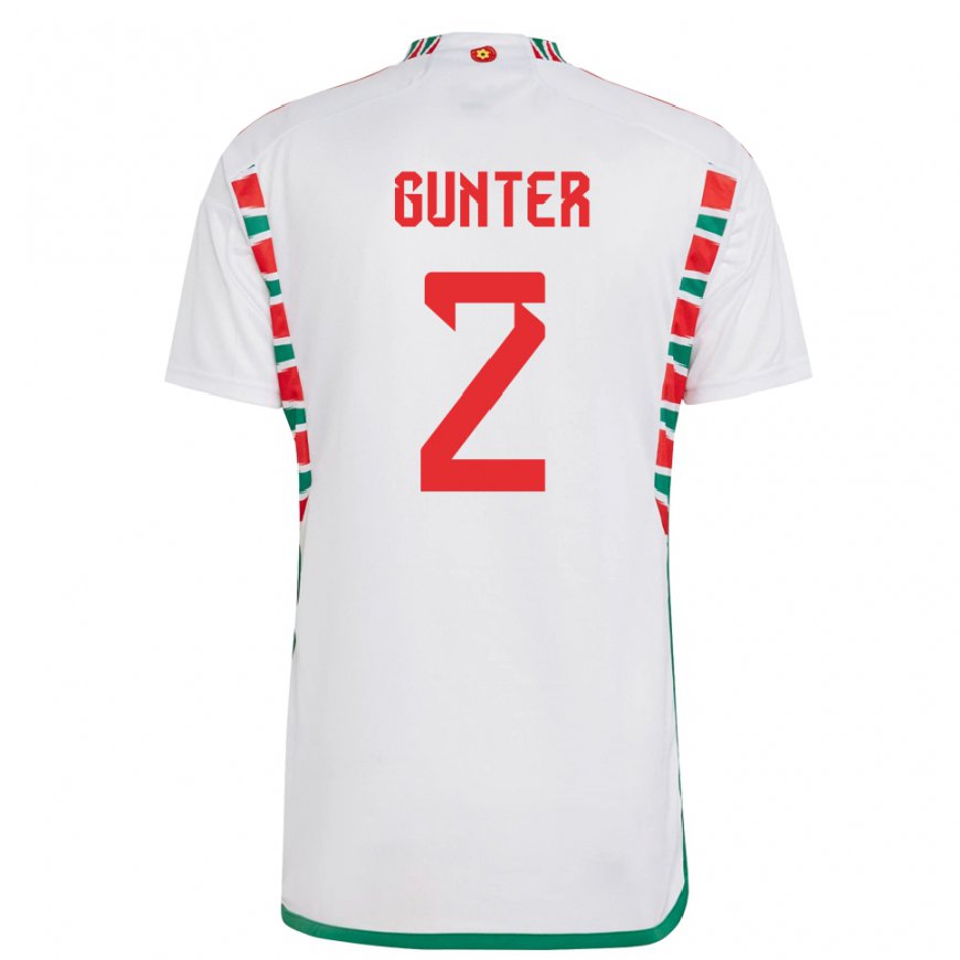 Kandiny Heren Welsh Chris Gunter #2 Wit Uitshirt Uittenue 22-24 T-shirt