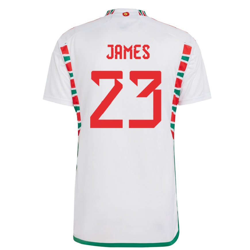 Kandiny Herren Walisische Jordan James #23 Weiß Auswärtstrikot Trikot 22-24 T-shirt Österreich