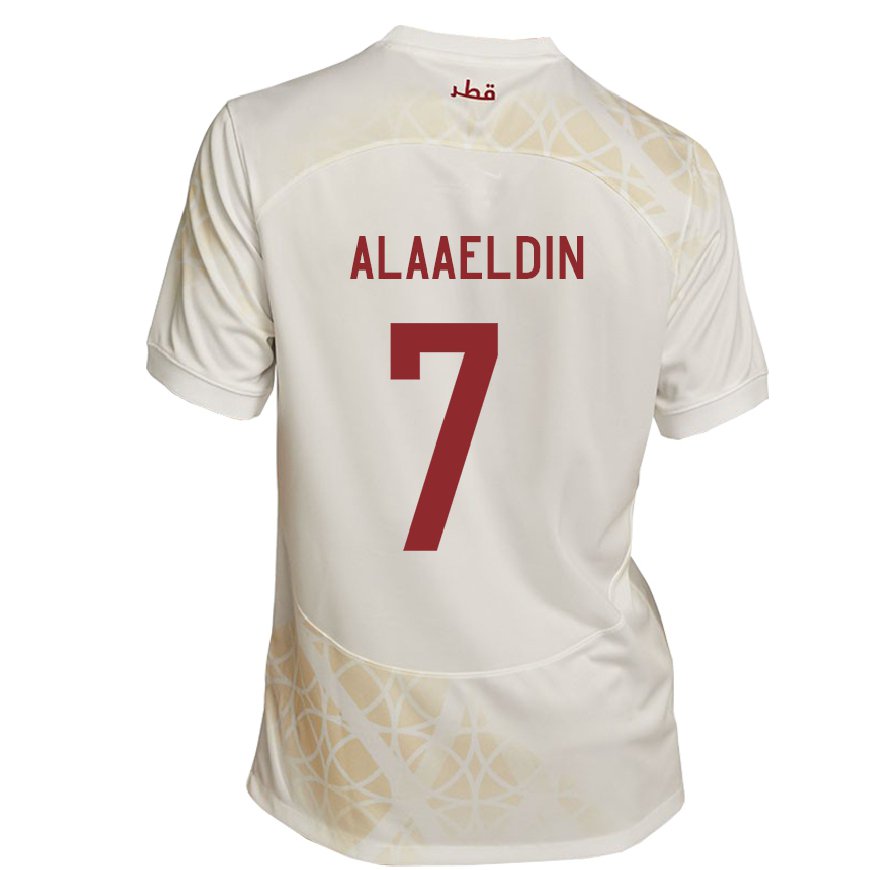 Kandiny Heren Qatarees Ahmed Alaaeldin #7 Goud Beige Uitshirt Uittenue 22-24 T-shirt