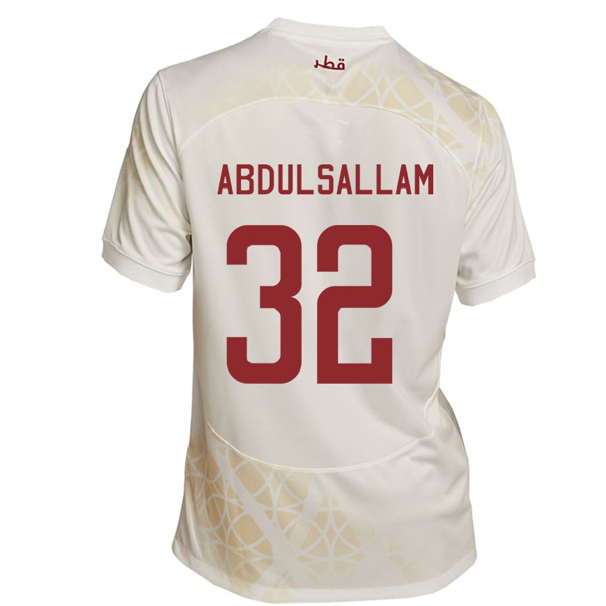 Kandiny Heren Qatarees Jassem Gaber Abdulsallam #32 Goud Beige Uitshirt Uittenue 22-24 T-shirt België