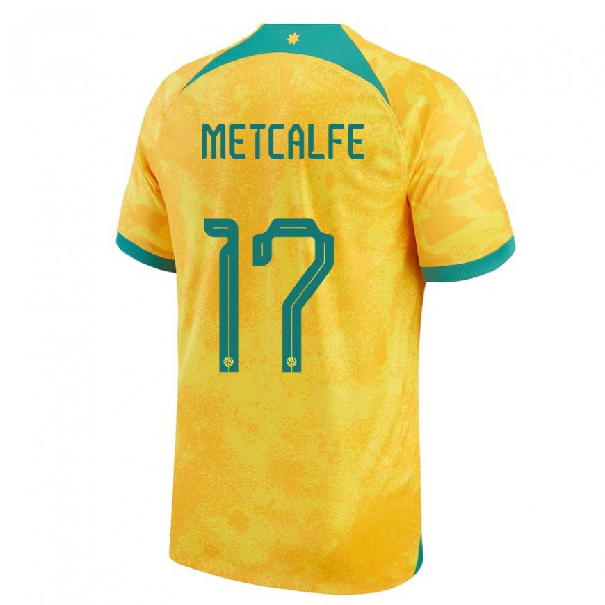 Kandiny Mujer Camiseta Australia Connor Metcalfe #17 Dorado 1ª Equipación 22-24 La Camisa