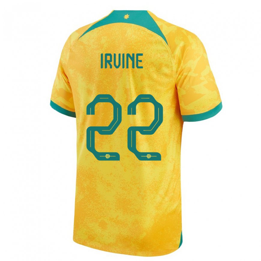 Kandiny Dames Australisch Jackson Irvine #22 Gouden Thuisshirt Thuistenue 22-24 T-shirt