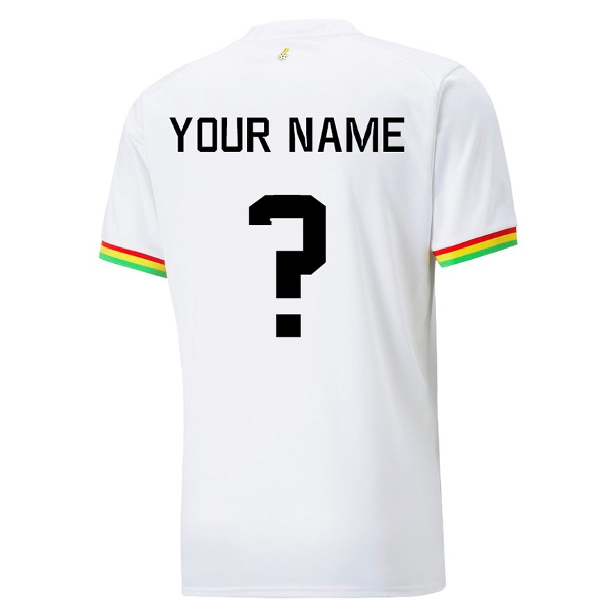 Kandiny Donna Maglia Ghana Il Tuo Nome #0 Bianco Kit Gara Home 22-24 Maglietta