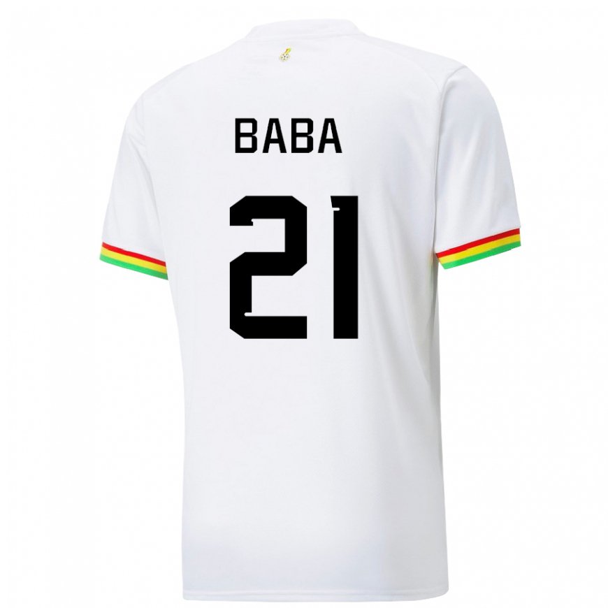 Kandiny Mujer Camiseta Ghana Iddrisu Baba #21 Blanco 1ª Equipación 22-24 La Camisa