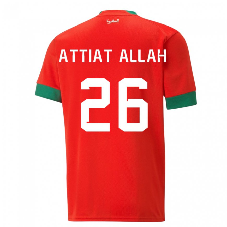 Kandiny Dames Marokkaans Yahia Attiat-allah #26 Rood Thuisshirt Thuistenue 22-24 T-shirt