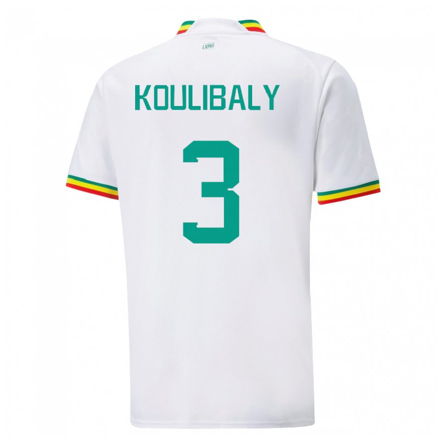 Kandiny Dames Senegalees Kalidou Koulibaly #3 Wit Thuisshirt Thuistenue 22-24 T-shirt België