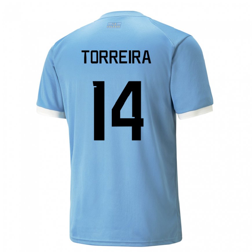 Kandiny Dames Uruguayaans Lucas Torreira #14 Blauw Thuisshirt Thuistenue 22-24 T-shirt