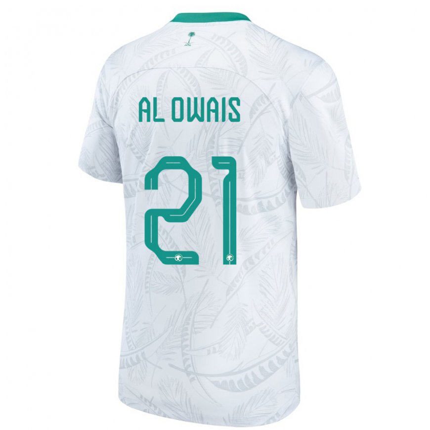 Kandiny Mujer Camiseta Arabia Saudita Mohammed Al Owais #21 Blanco 1ª Equipación 22-24 La Camisa