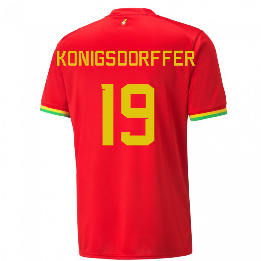 Kandiny Mujer Camiseta Ghana Ransford-yeboah Konigsdorffer #19 Rojo 2ª Equipación 22-24 La Camisa