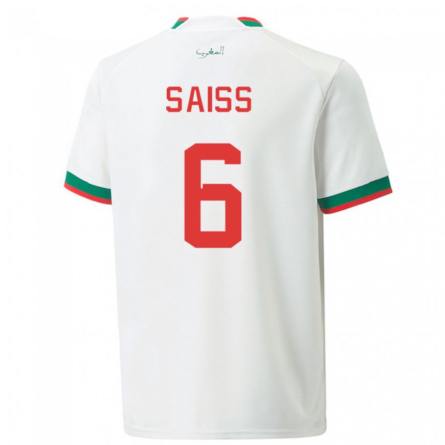 Kandiny Dames Marokkaans Romain Saiss #6 Wit Uitshirt Uittenue 22-24 T-shirt België