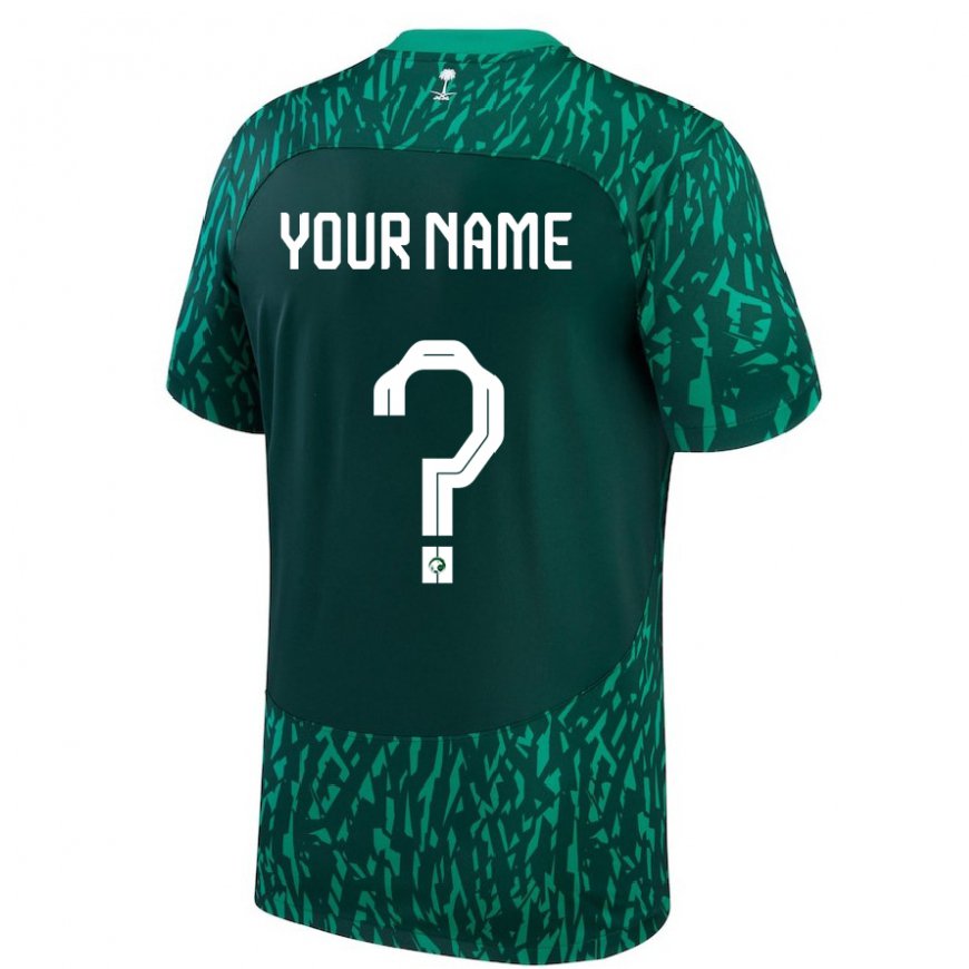 Kandiny Donna Maglia Arabia Saudita Il Tuo Nome #0 Verde Scuro Kit Gara Away 22-24 Maglietta