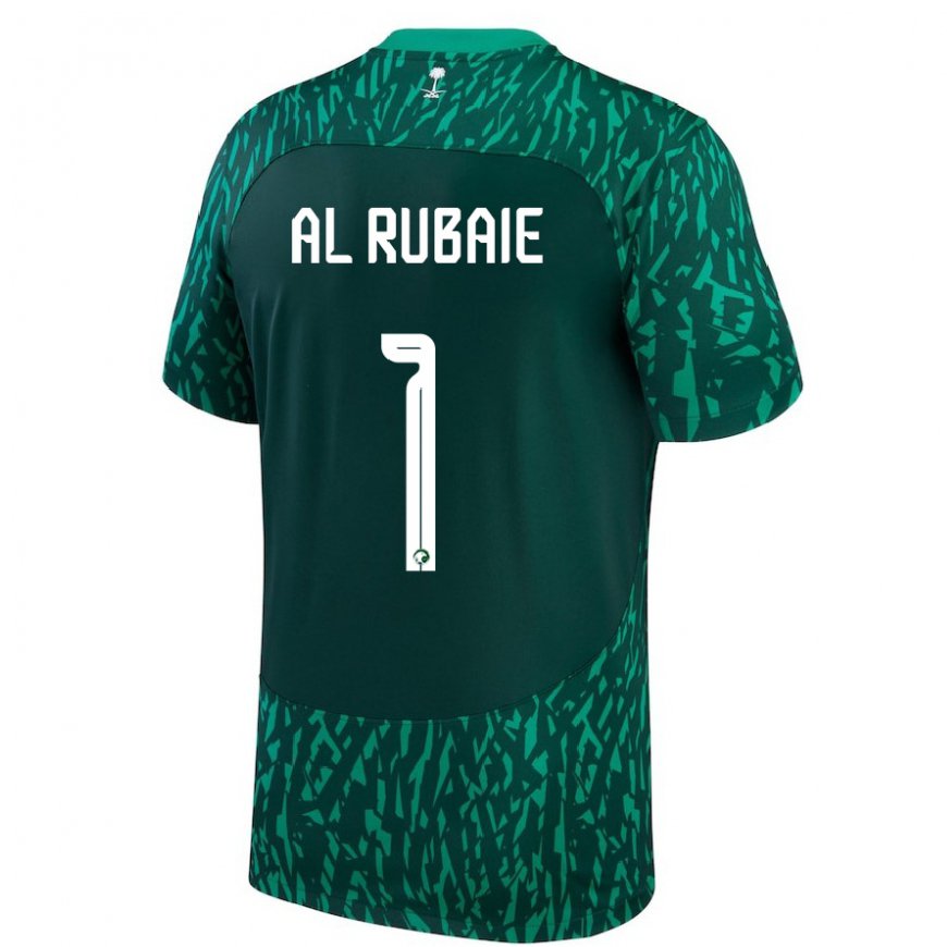 Kandiny Mujer Camiseta Arabia Saudita Mohammed Al Rubaie #1 Verde Oscuro 2ª Equipación 22-24 La Camisa México