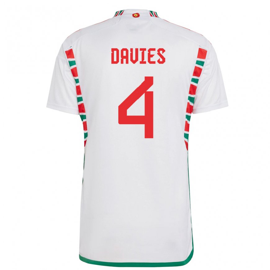 Kandiny Dames Welsh Ben Davies #4 Wit Uitshirt Uittenue 22-24 T-shirt