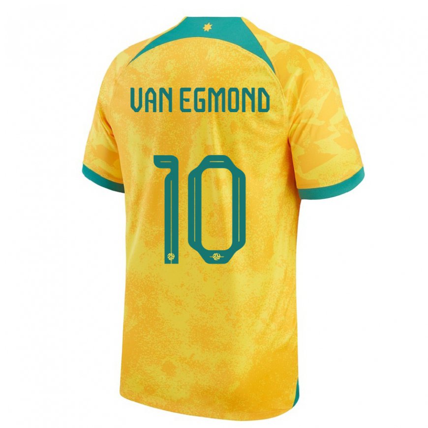 Kandiny Bambino Maglia Australia Emily Van Egmond #10 D'oro Kit Gara Home 22-24 Maglietta